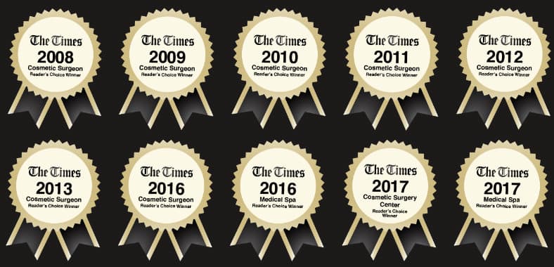 The Times Cosmetic Surgeon award for 10+ years