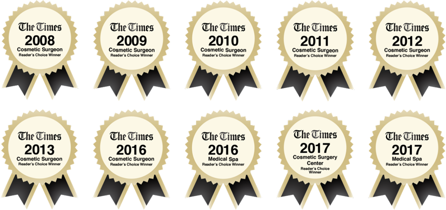 The Times Cosmetic Surgeon award for 10+ years