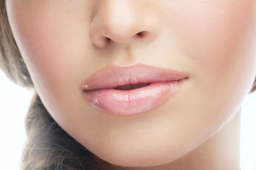 Woman with beautifully full lips
