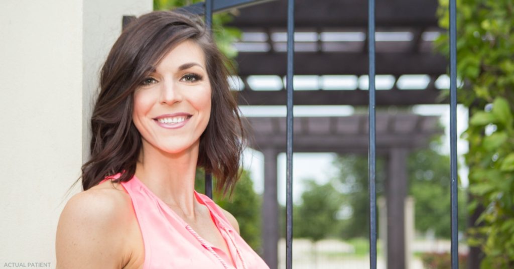 Woman smiling after cosmetic procedure at The Wall Center for Plastic Surgery (Actual Patient)