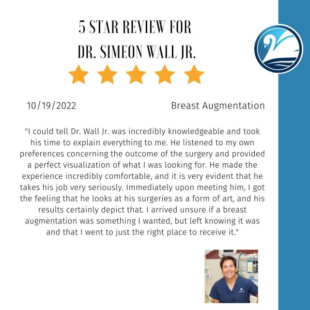 This is the type of experience you can expect during a consultation with Dr. Simeon Wall Jr.!

#wallcenter #plasticsurgery #boardcertifiedplasticsurgeon #fivestarreview #realpatientratings #teamJR #shreveport #louisiana