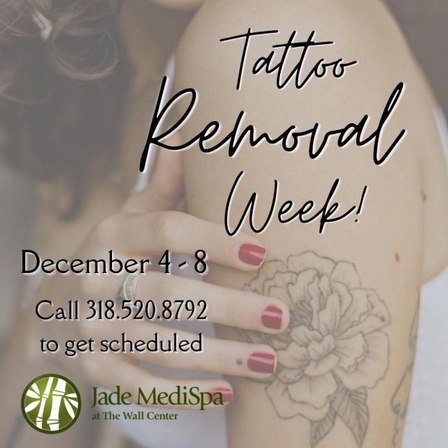 THIS WEEK! Tattoo removal week is December 4-8, and we are so excited to see you guys! Call us on Monday morning to make an appointment with Juliana‼️